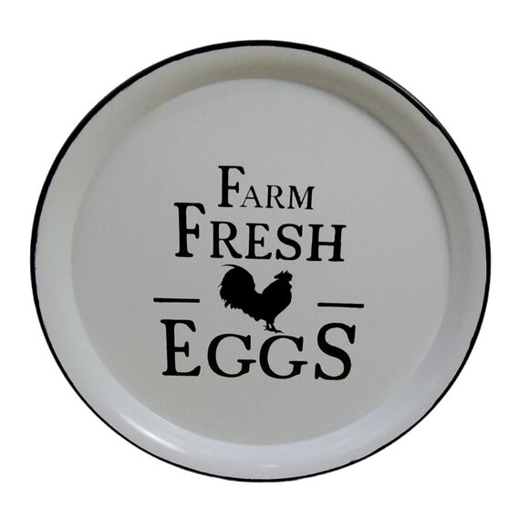 Decorative Enameled 11.5 inch Plate Farm Fresh Eggs Rustic Farmhouse Kitchen - Picture 1 of 2